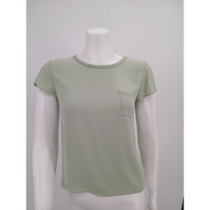 Alice + Olivia Womens Green Silk Blend Top Pocket Size S
